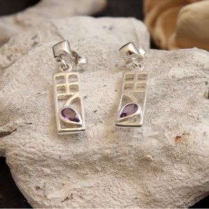 NWOT STERLING SILVER CHARLES RENNIE MACKINTOSH AMETHYST EARRINGS
